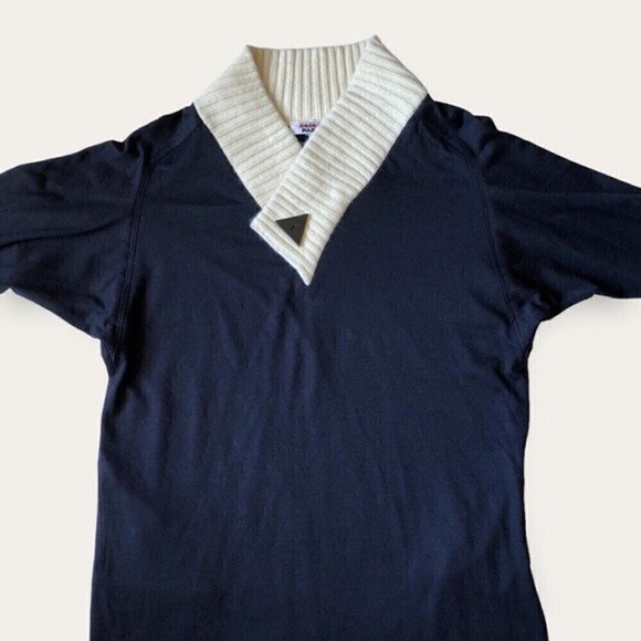 Vintage Rodier Paris Black Wool Blend Midi Sweater Dress 80s Made in France - Picture 7 of 16